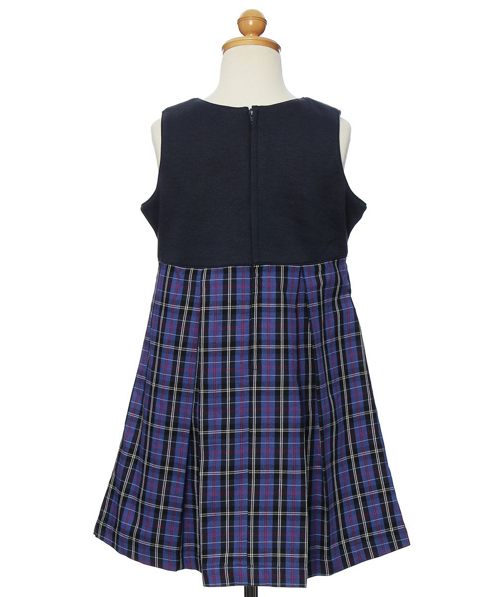 Double knit original check pattern ribbon dress Purple torso