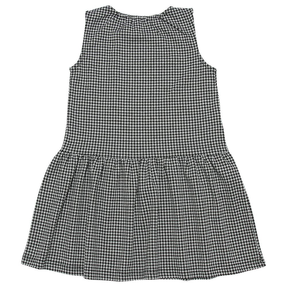 Gathered dress with check pattern ribbon White/Black back