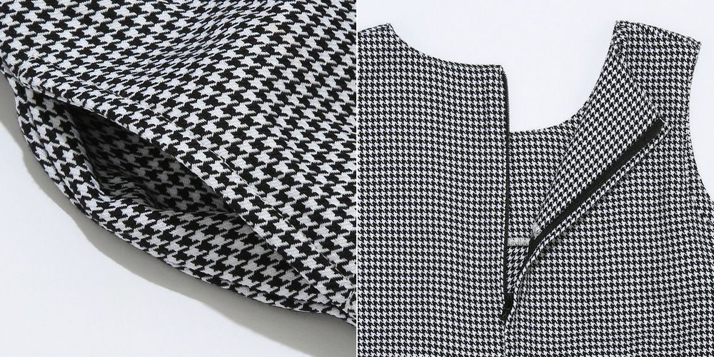Chidori pattern note embroidery gather dress White/Black Design point 2