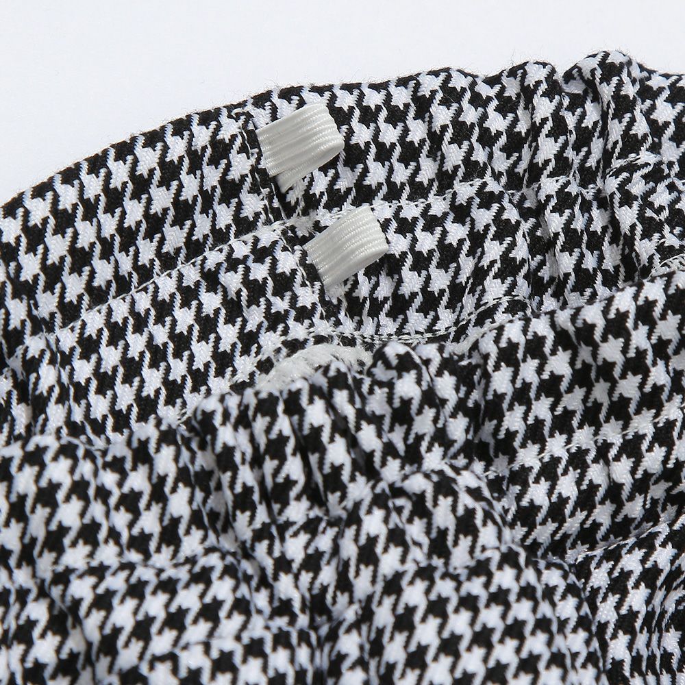 Chidori Pattern Waist Gum Gather Skirt White/Black Design point 2