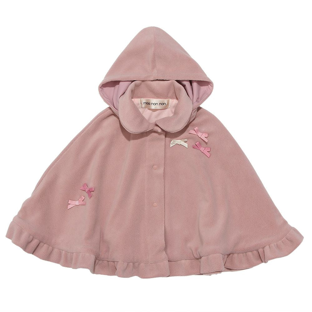 There was a microfrease ribbon hood removable cape Pink front