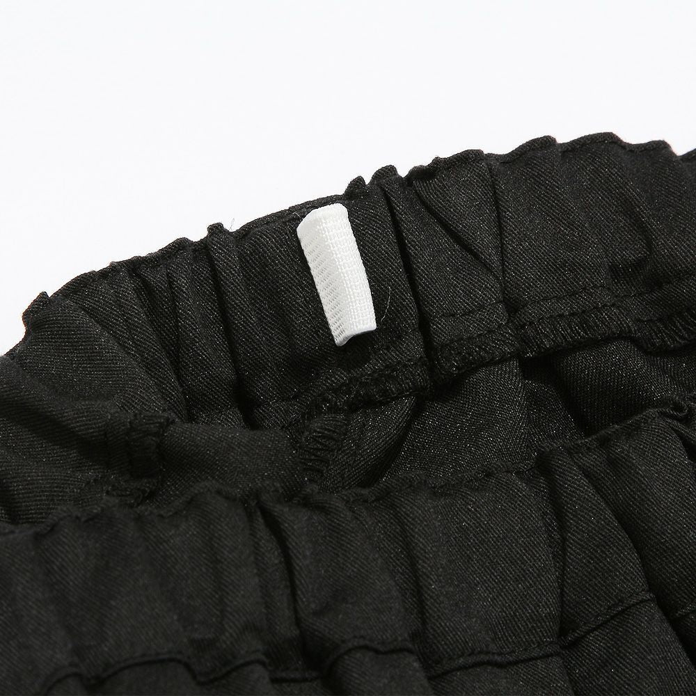 Simple pocket 7 -minute length wide pants Black Design point 1