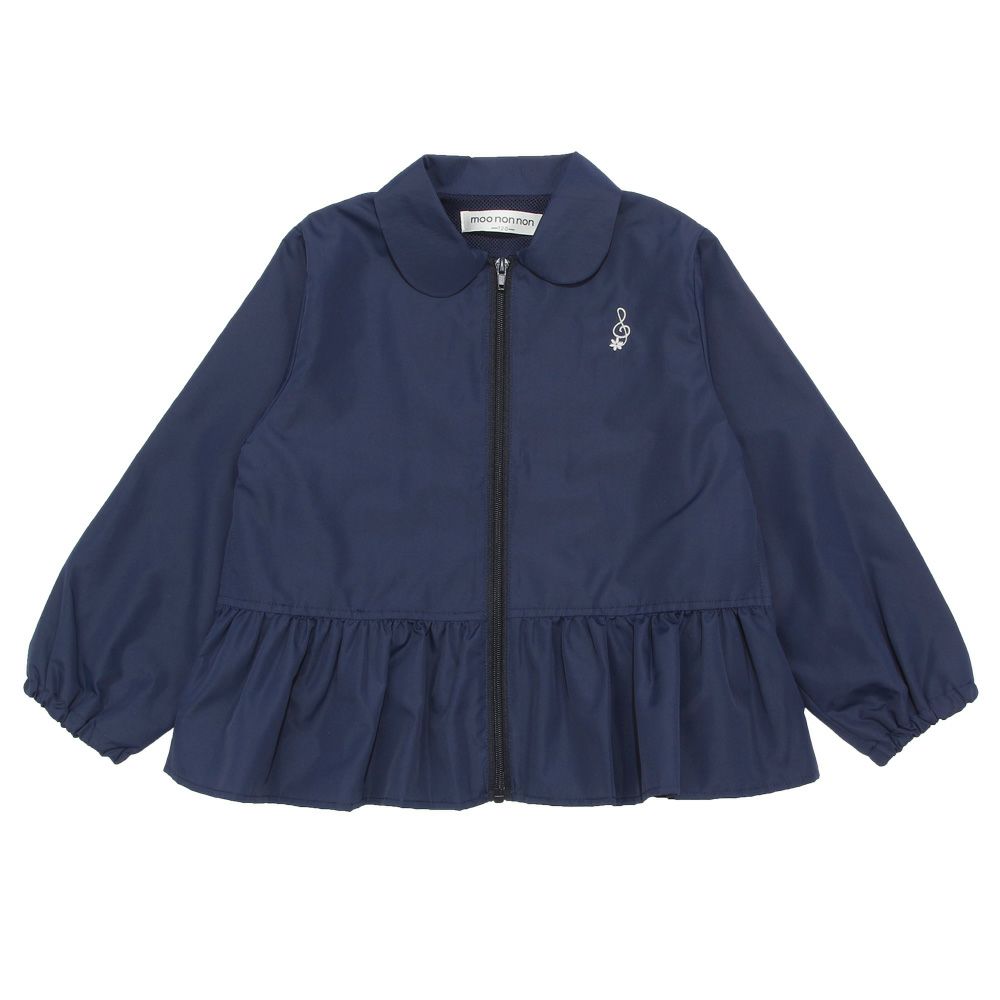 Ruffle hoodie with music embroidery Navy front