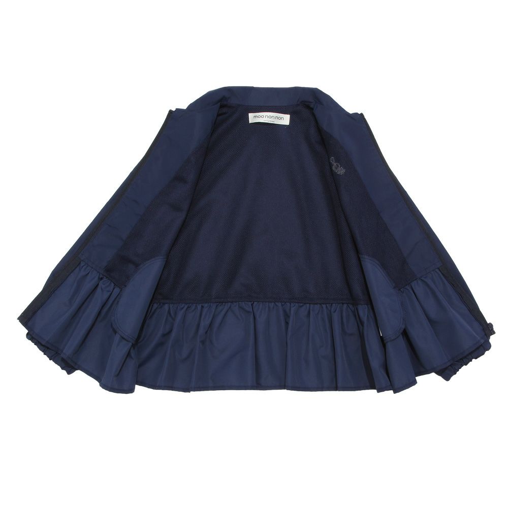 Ruffle hoodie with music embroidery Navy Design point 1