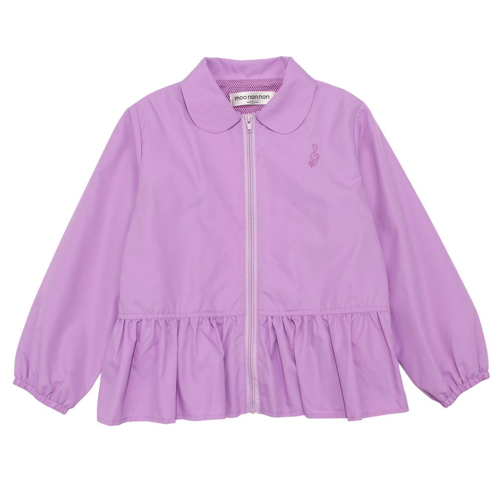 Ruffle hoodie with music embroidery Purple front