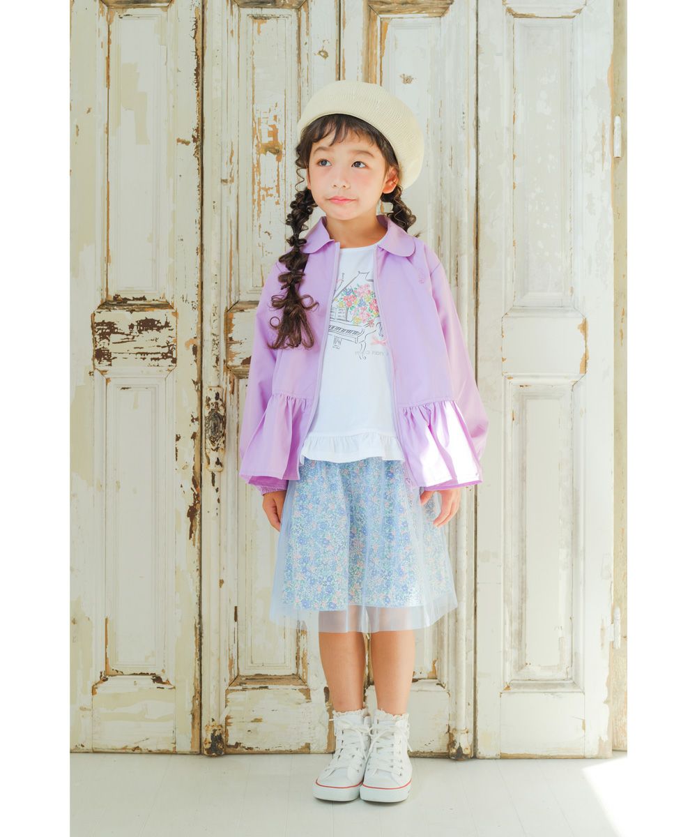 Ruffle hoodie with music embroidery Purple model image up