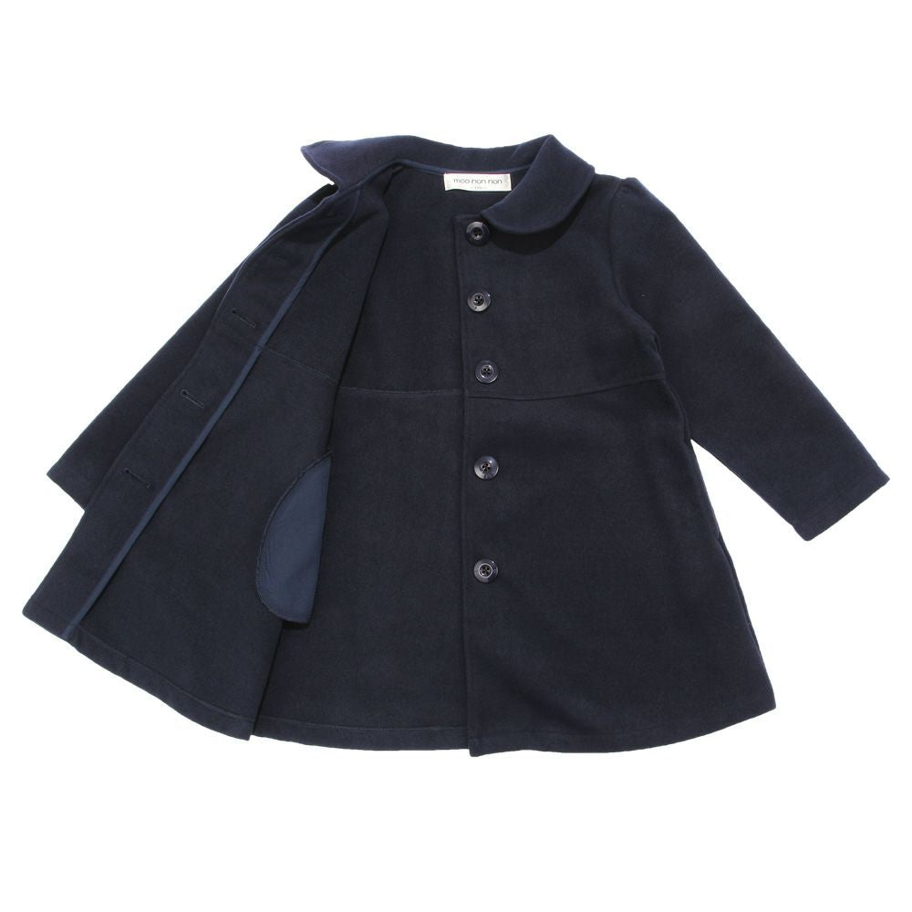Buttons with pockets long coat Navy Design point 1