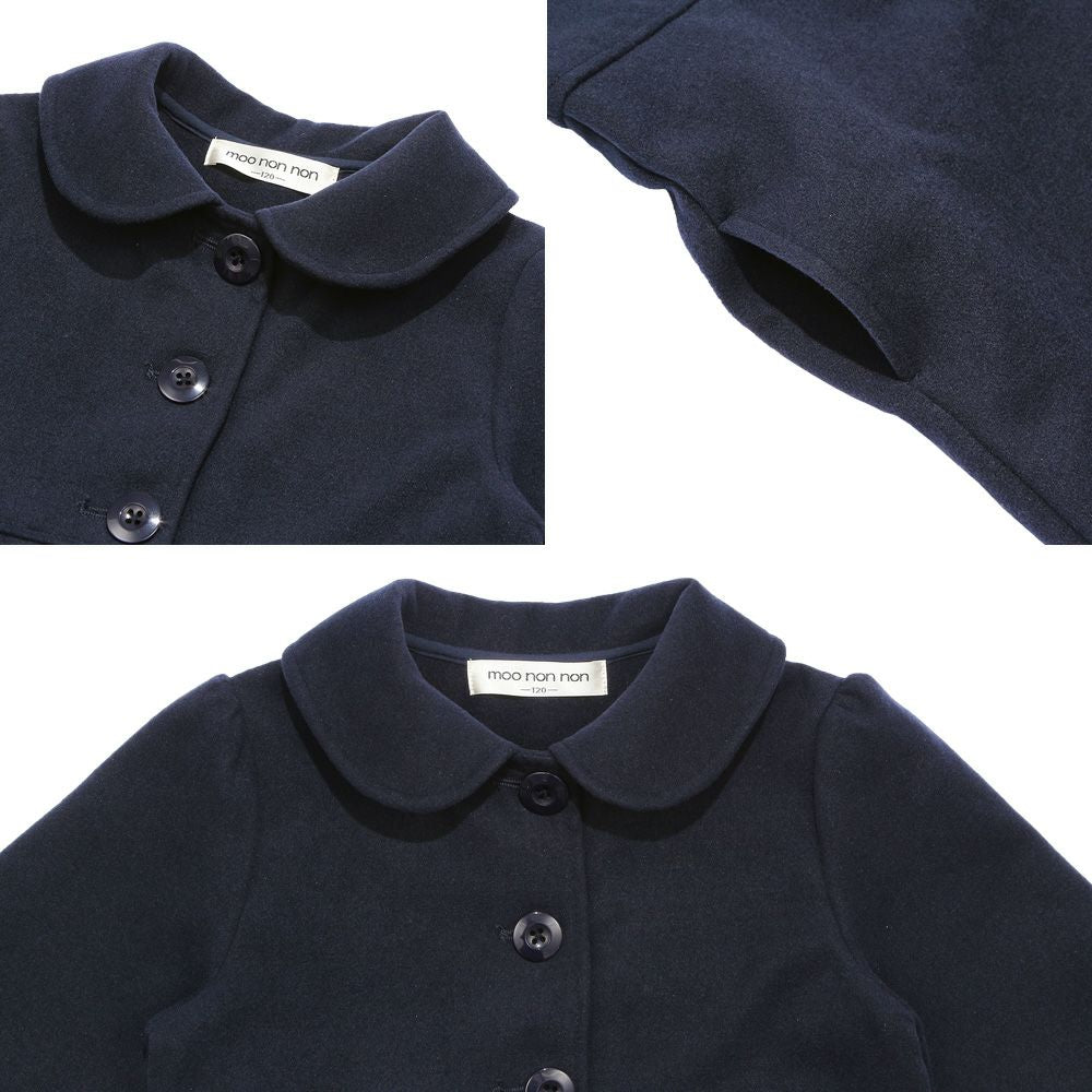 Buttons with pockets long coat Navy Design point 2