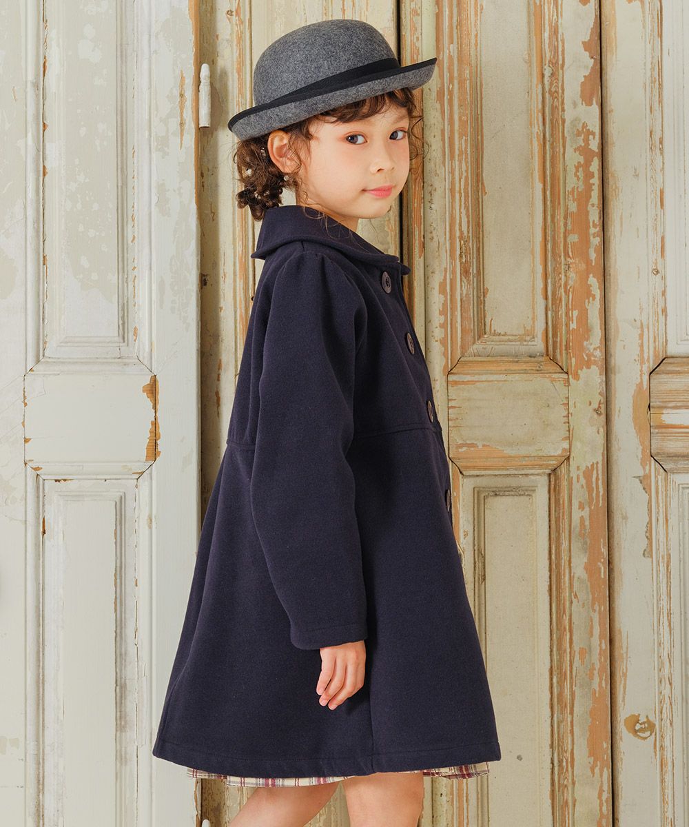 Buttons with pockets long coat Navy model image 1