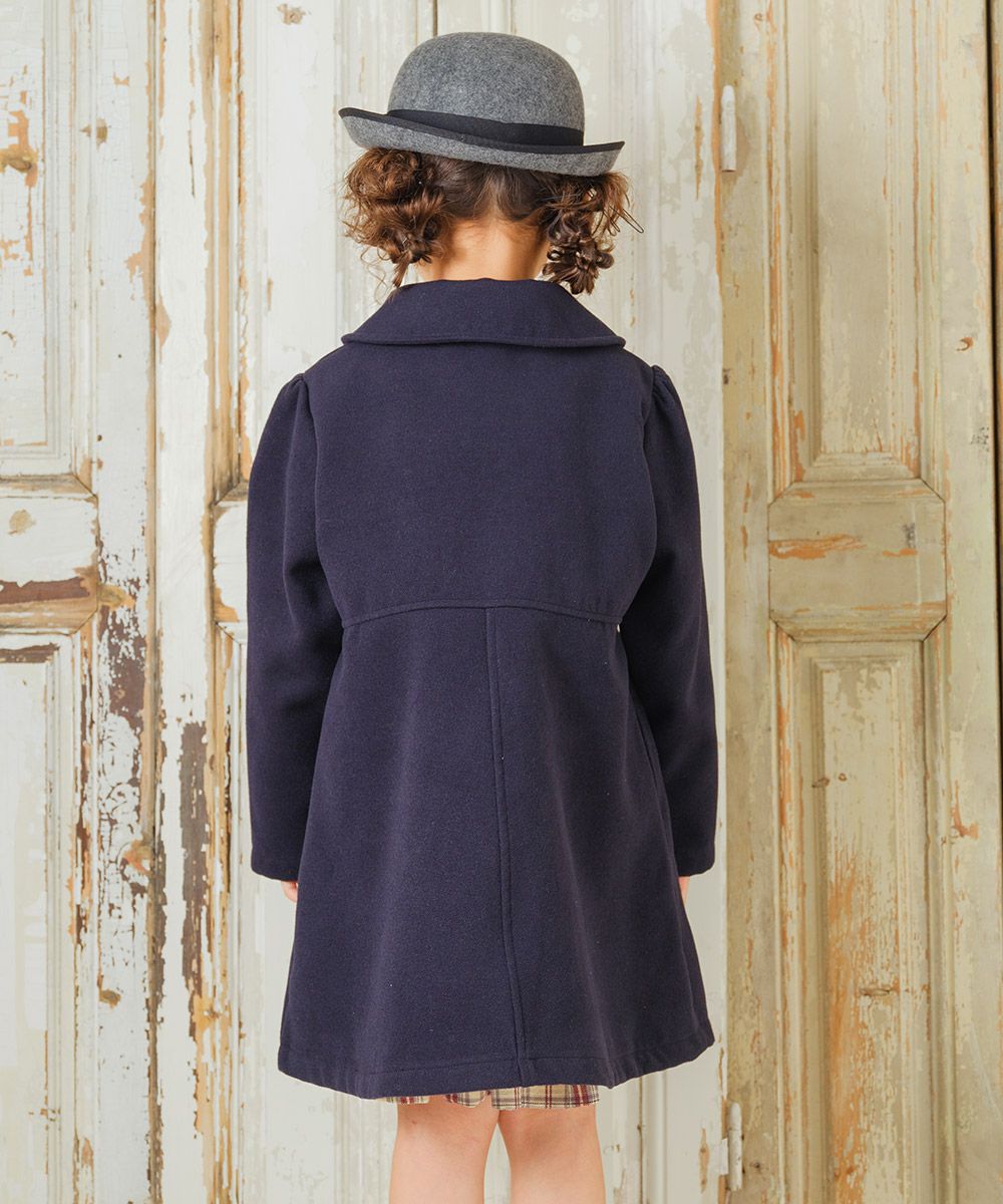 Buttons with pockets long coat Navy model image 2