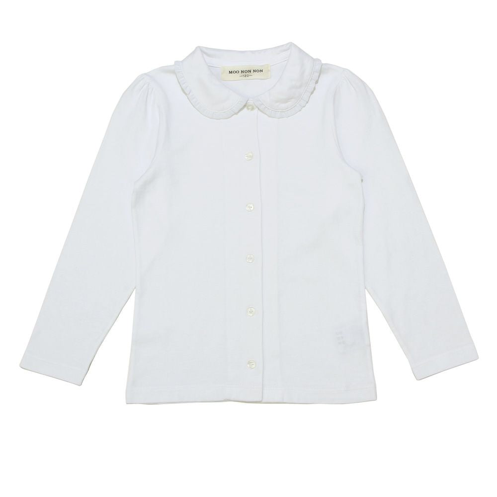 100 % cotton collar chiffon frill blouse 2023ss2 White front