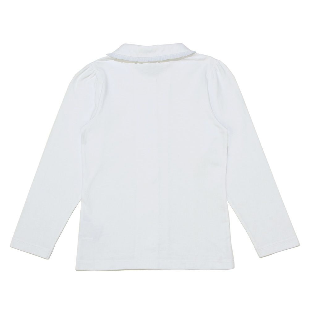 100 % cotton collar chiffon frill blouse 2023ss2 White back