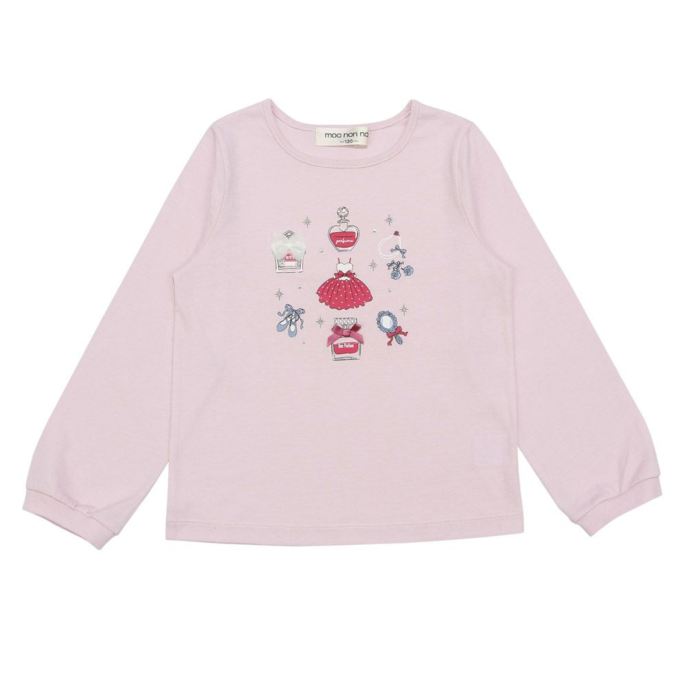 100 % cotton perfume ballet motif print long sleeve T -shirt 2023ss2 Pink front