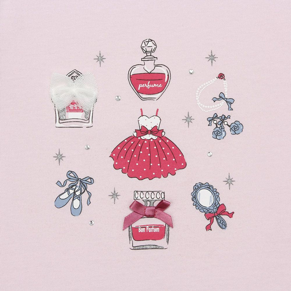 100 % cotton perfume ballet motif print long sleeve T -shirt 2023ss2 Pink Design point 1