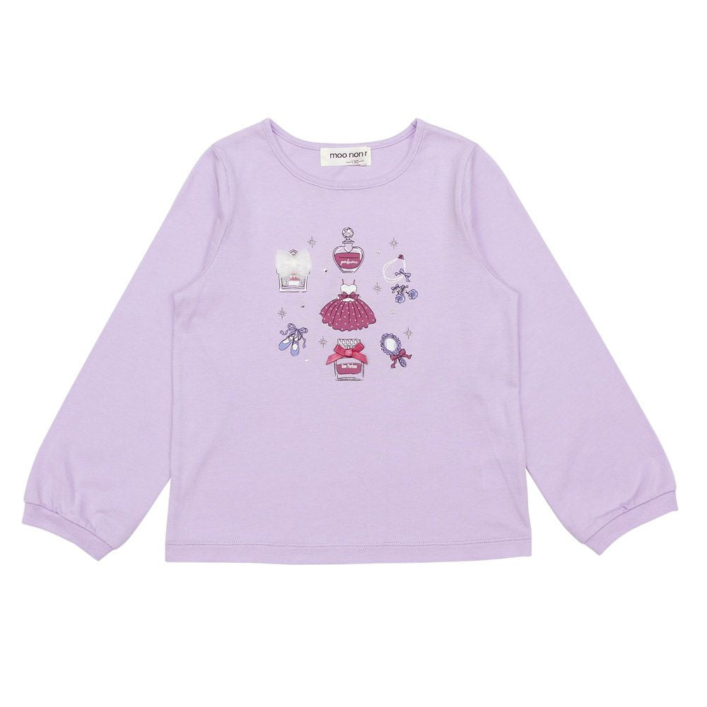 100 % cotton perfume ballet motif print long sleeve T -shirt 2023ss2 Purple front