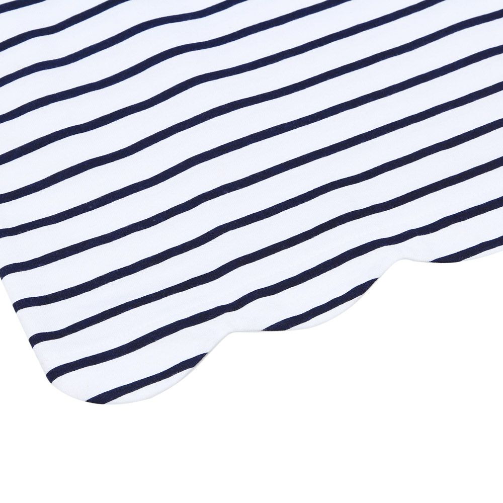 100 % cotton hem with ribbon hem scalap border long sleeve T -shirt 2023ss2 Navy Design point 2