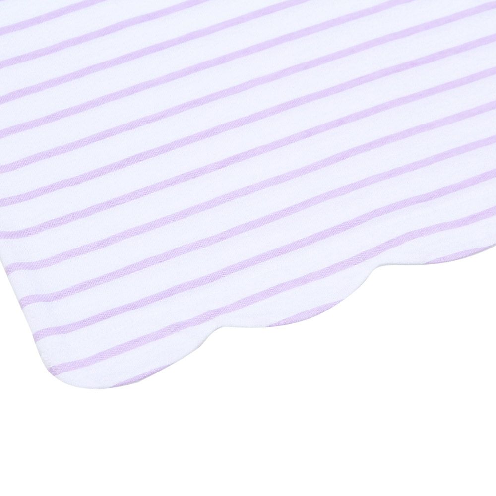 100 % cotton hem with ribbon hem scalap border long sleeve T -shirt 2023ss2 Purple Design point 2