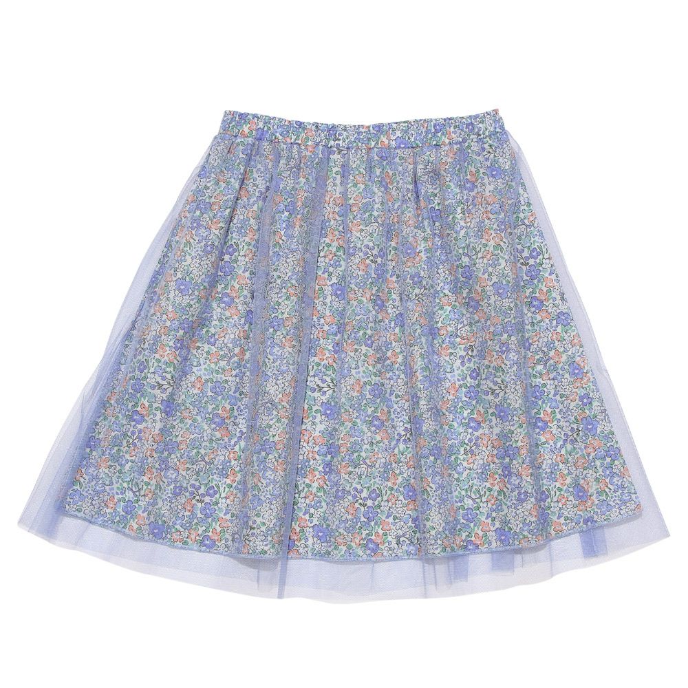 Floral inner cotton 100 % tulle skirt 2023ss2 Blue front