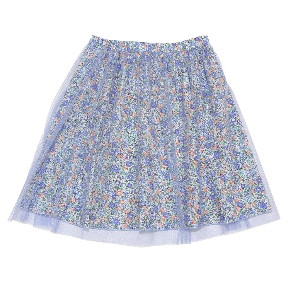 Floral inner cotton 100 % tulle skirt 2023ss2 Blue back