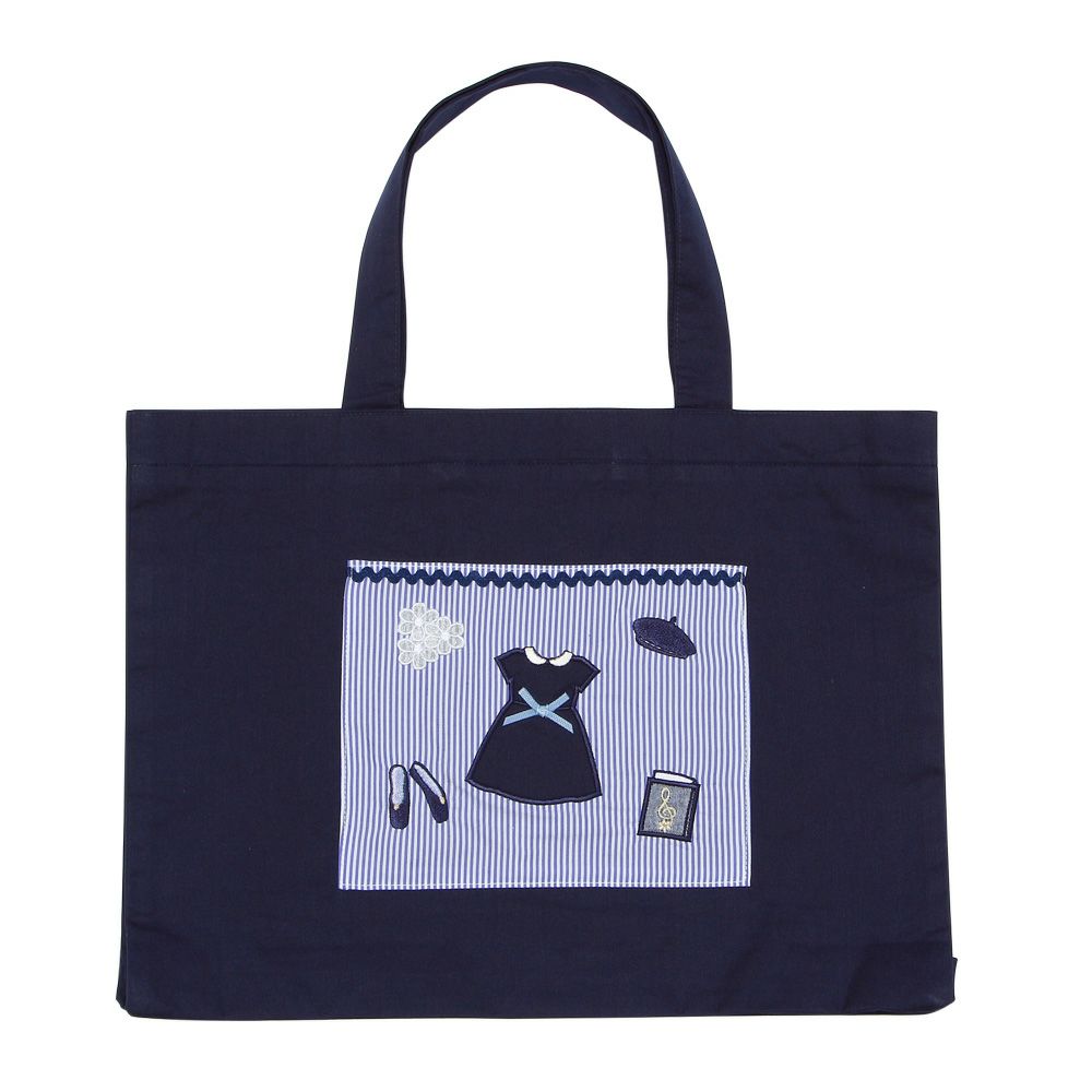 Stripe note logo tote bag 2023ss2 Navy front