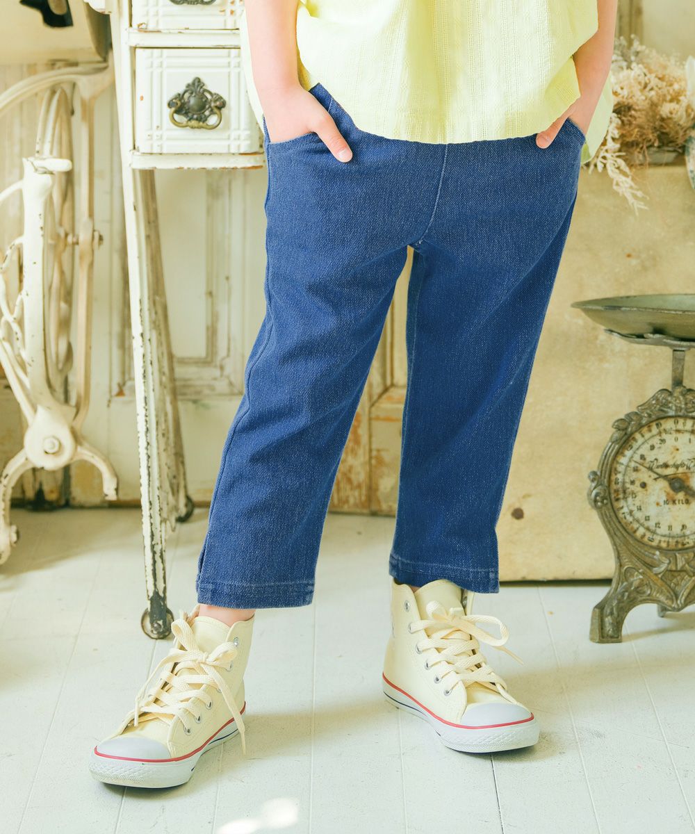 Stretch denim three-quarter length pants 2023ss2 Blue model image up