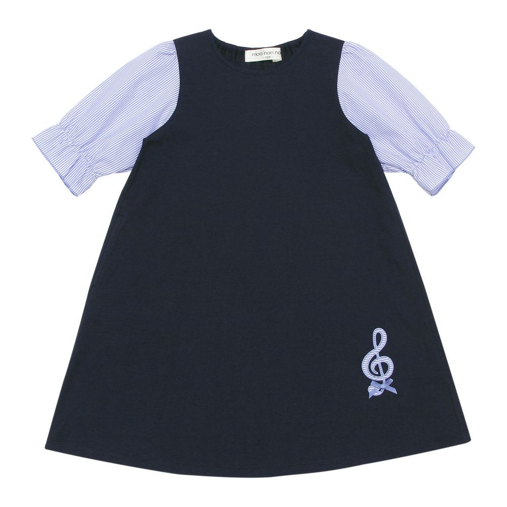 Cut -and -sew built -in dress with music embroidery 2023ss2 Navy front