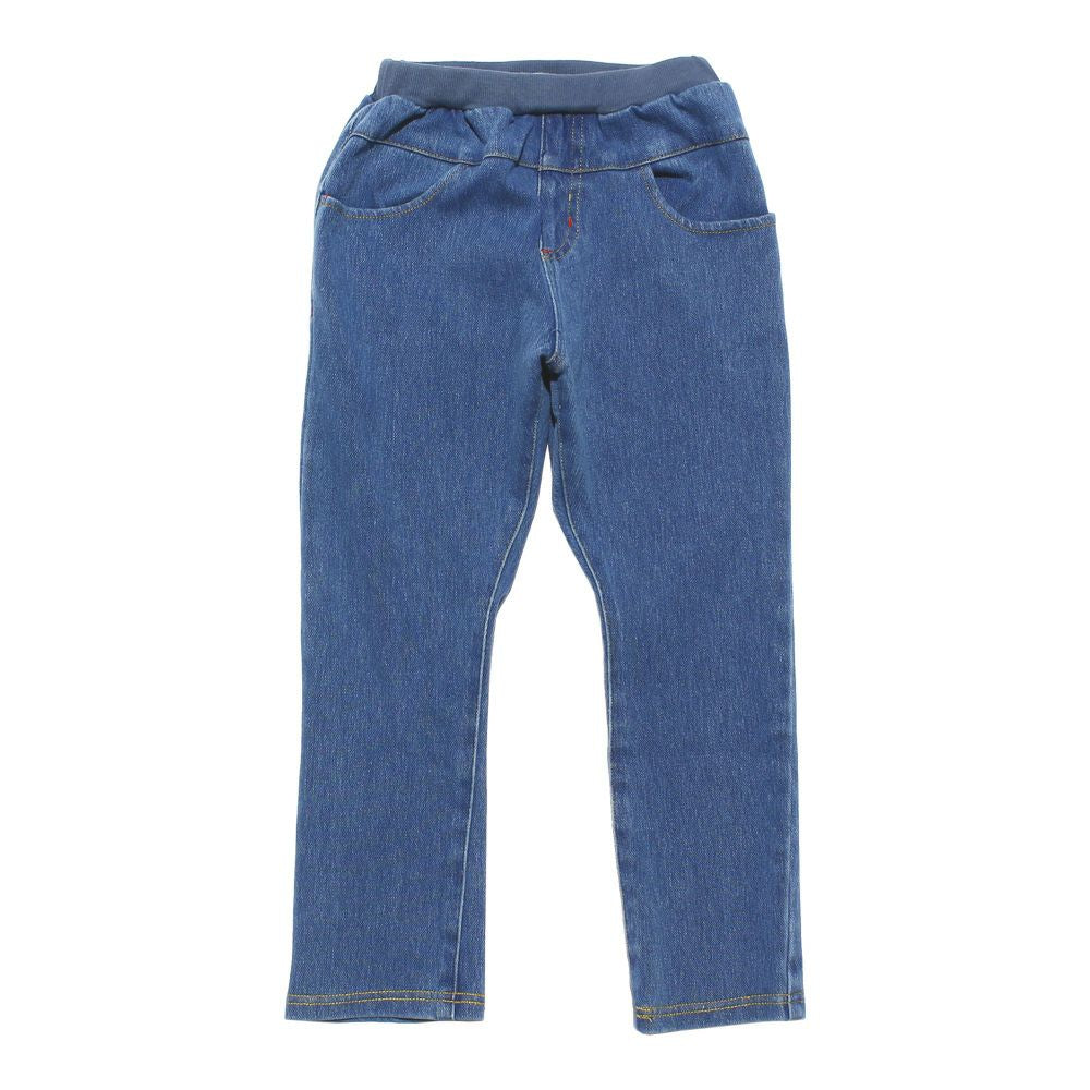 ウォッシュ加工 デニムニット ユニセックス パンツBluefront