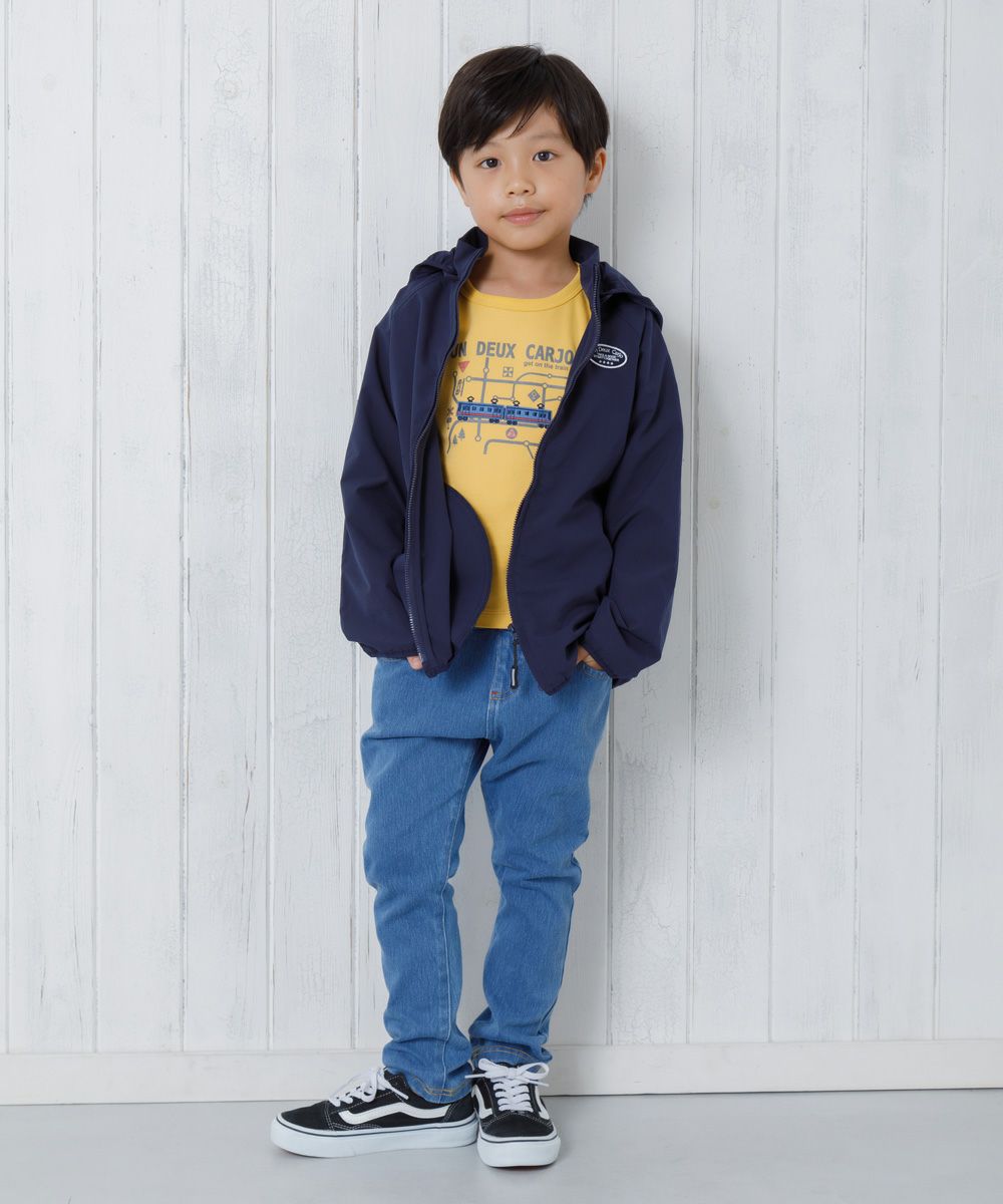 ウォッシュ加工 デニムニット ユニセックス パンツBluemodel image up