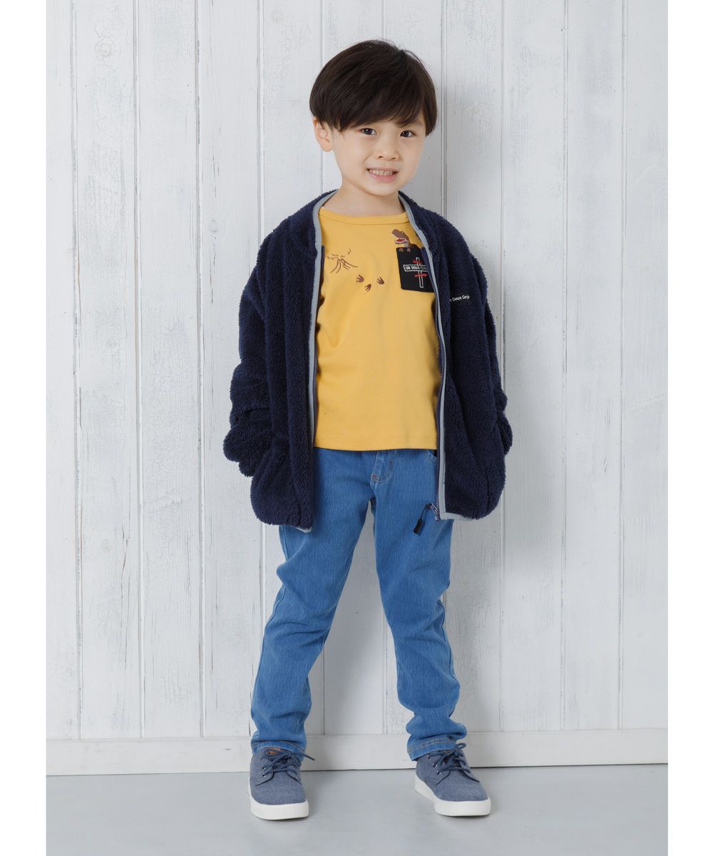 ウォッシュ加工 デニムニット ユニセックス パンツBluemodel image whole body