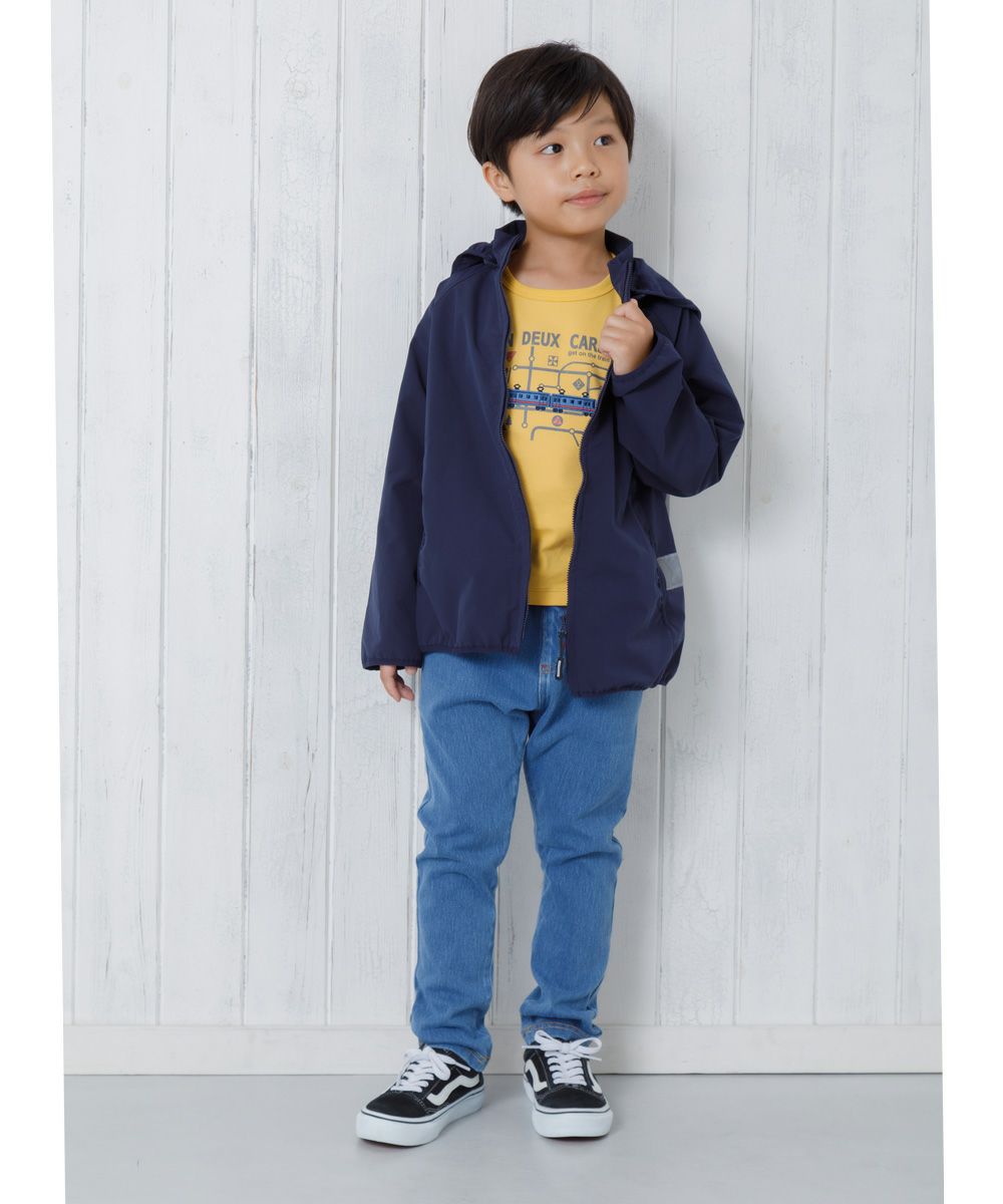 ウォッシュ加工 デニムニット ユニセックス パンツBluemodel image 1