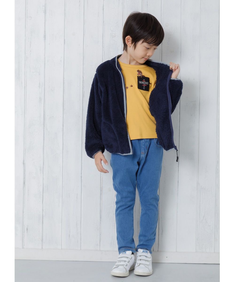 ウォッシュ加工 デニムニット ユニセックス パンツBluemodel image 4