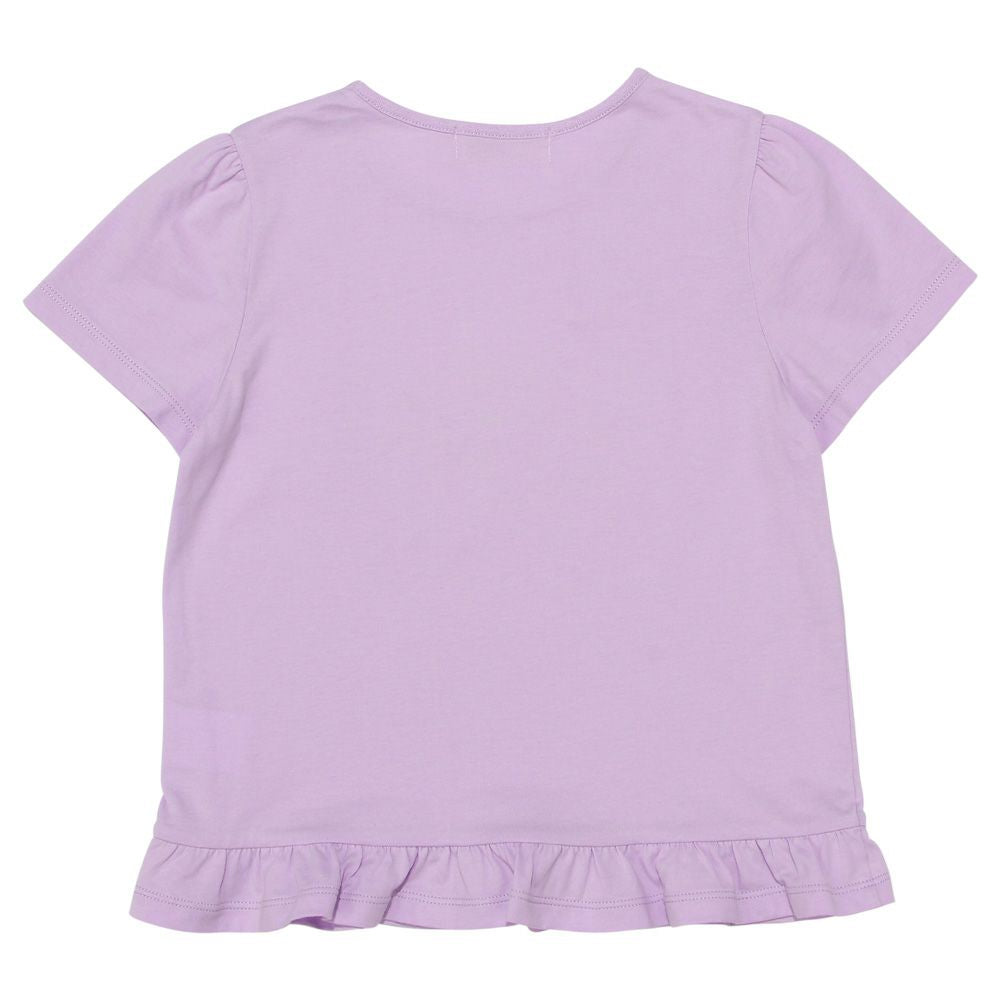 100 % cotton flower piano note print frill T -shirt 2023ss2 Purple back