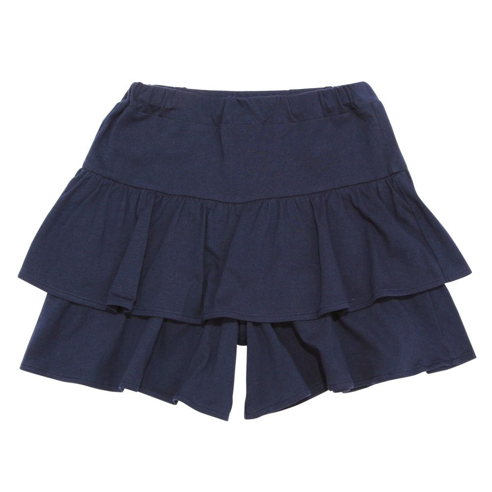 100 % cotton waist rubber frill solid culottes 2023ss2 Navy front