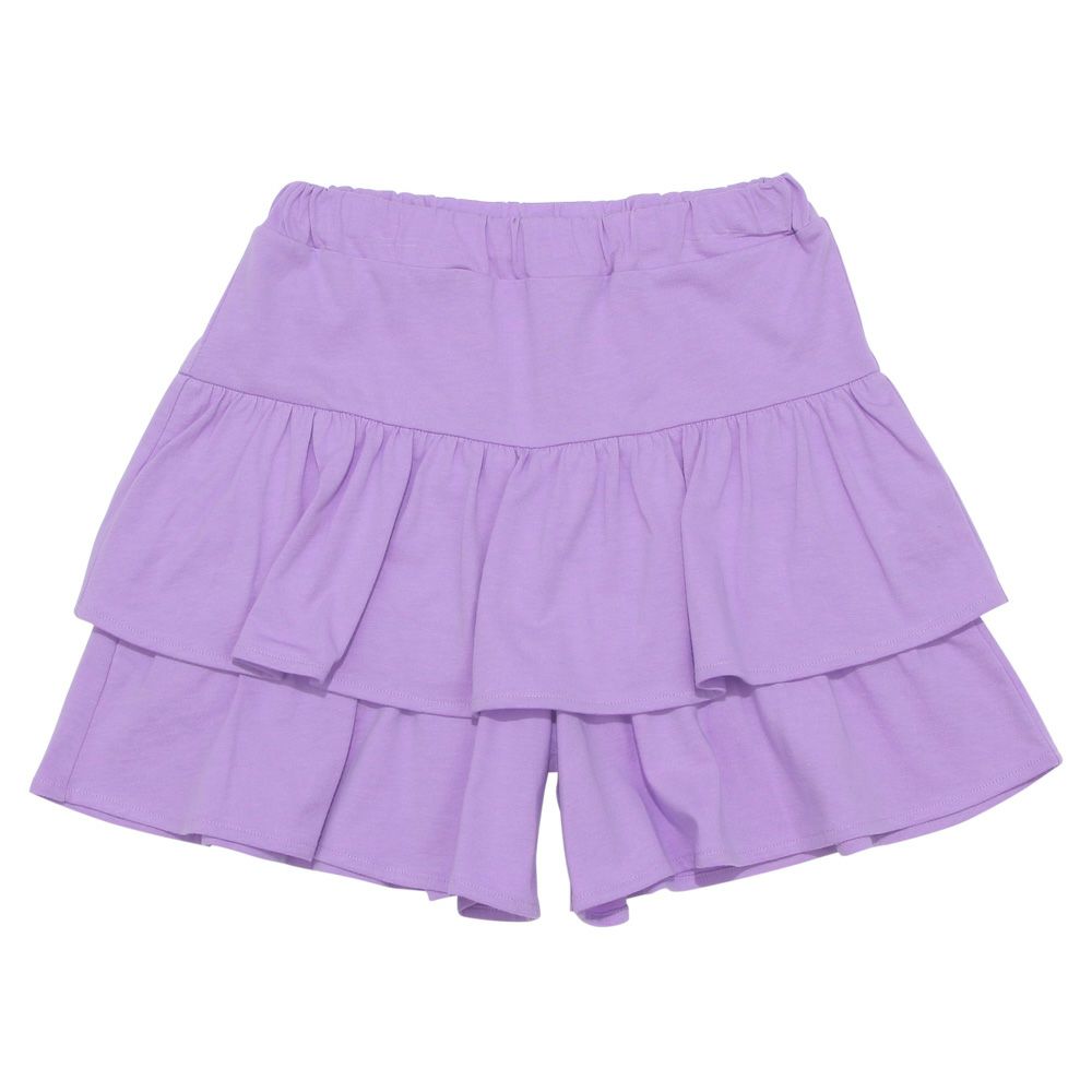 100 % cotton waist rubber frill solid culottes 2023ss2 Purple front
