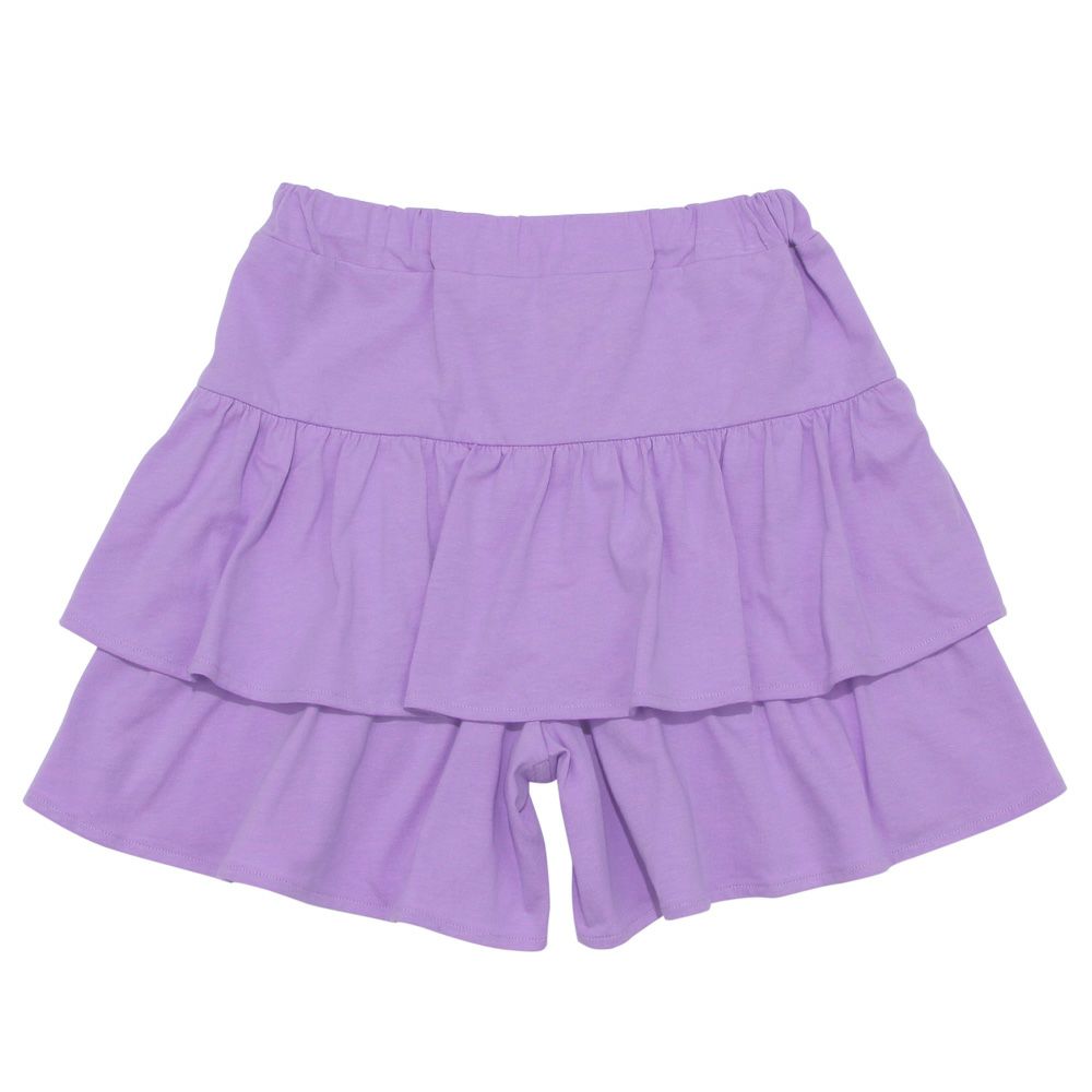 100 % cotton waist rubber frill solid culottes 2023ss2 Purple back