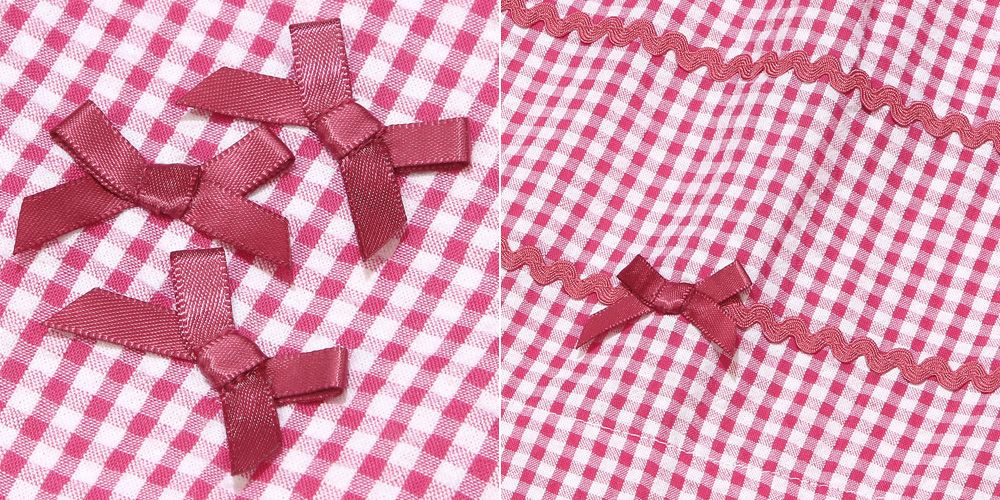 Gingham plaid dress with ribbon dress 2023ss2 Pink Design point 1