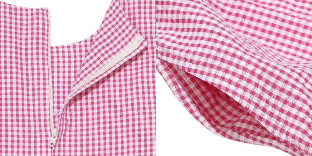 Gingham plaid dress with ribbon dress 2023ss2 Pink Design point 2