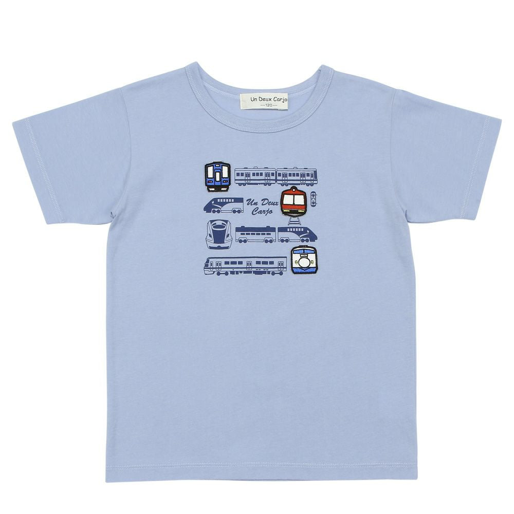 Vehicle print & emblem logo 100 % cotton T -shirt 2023ss2 Blue front