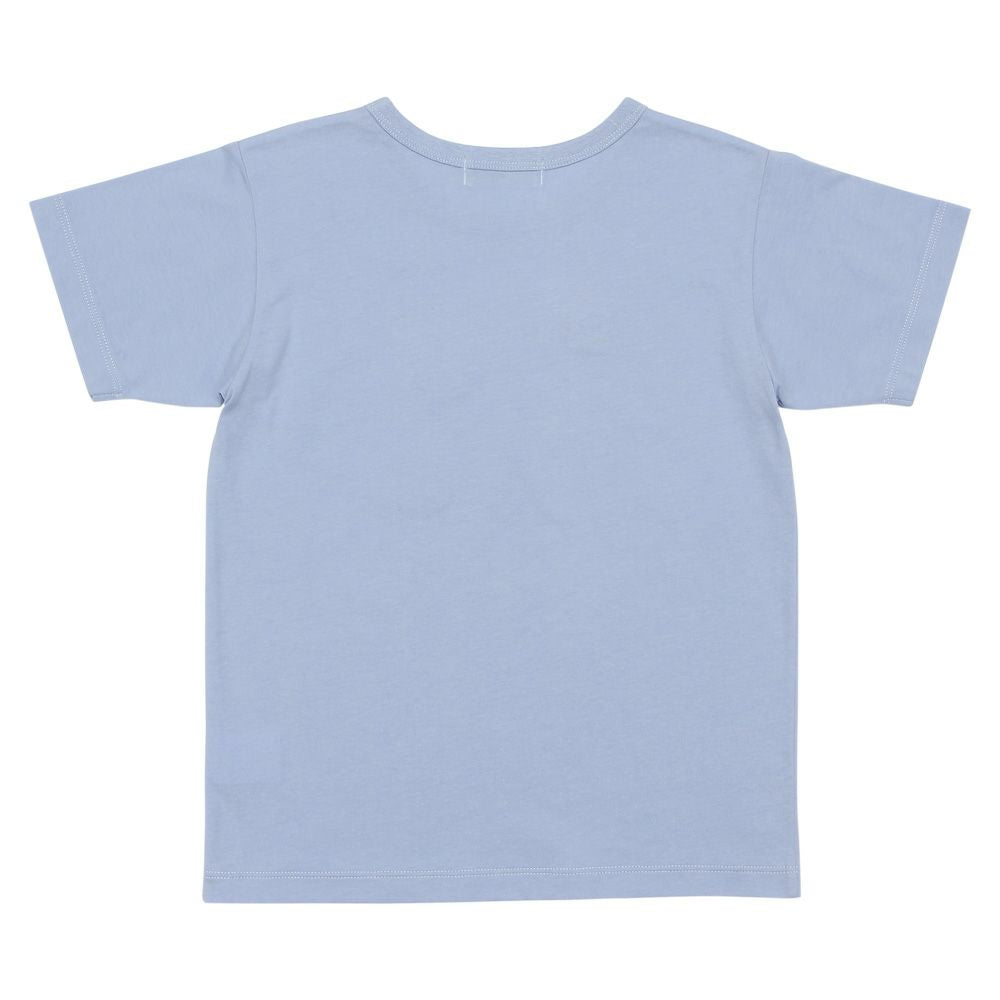 Vehicle print & emblem logo 100 % cotton T -shirt 2023ss2 Blue back