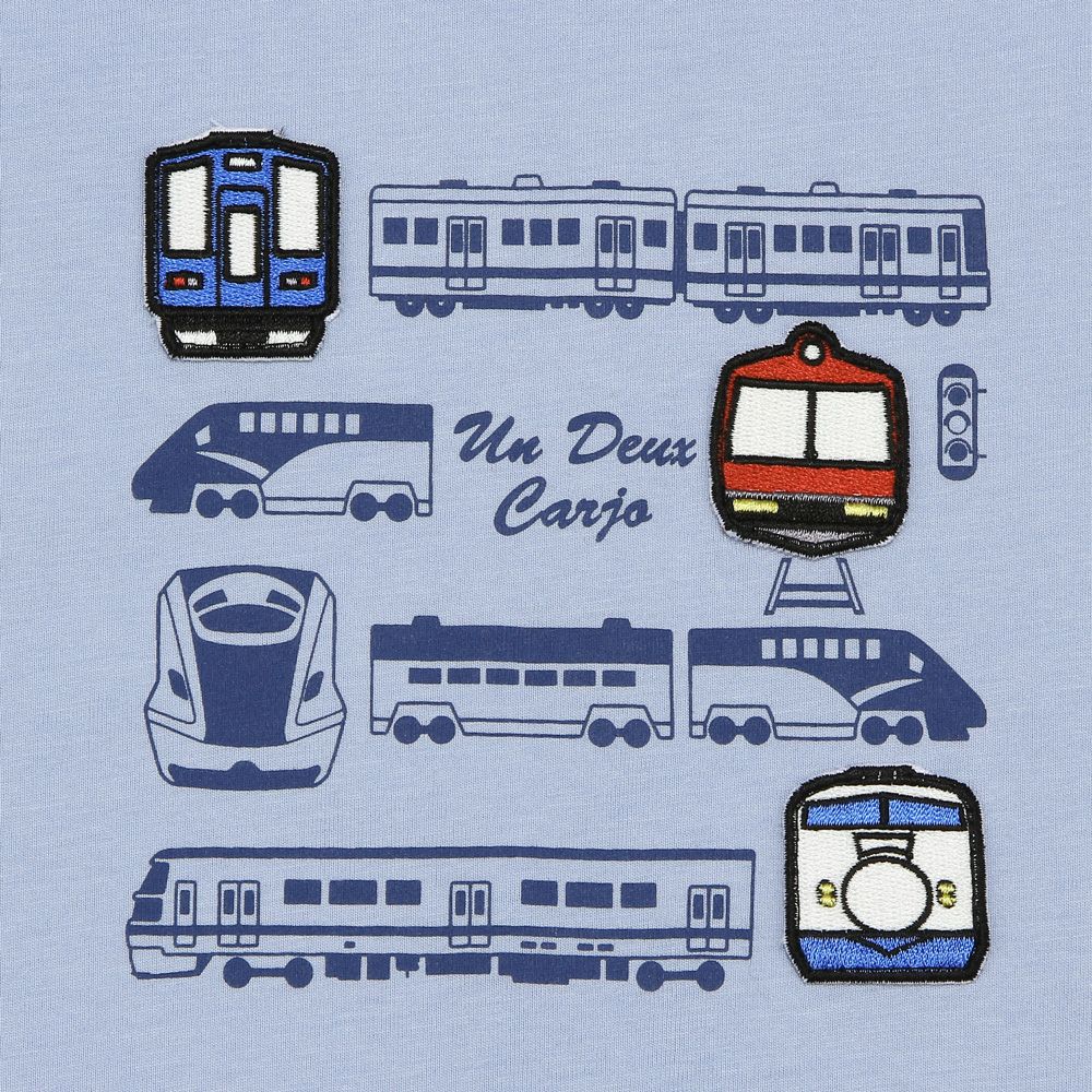Vehicle print & emblem logo 100 % cotton T -shirt 2023ss2 Blue Design point 1