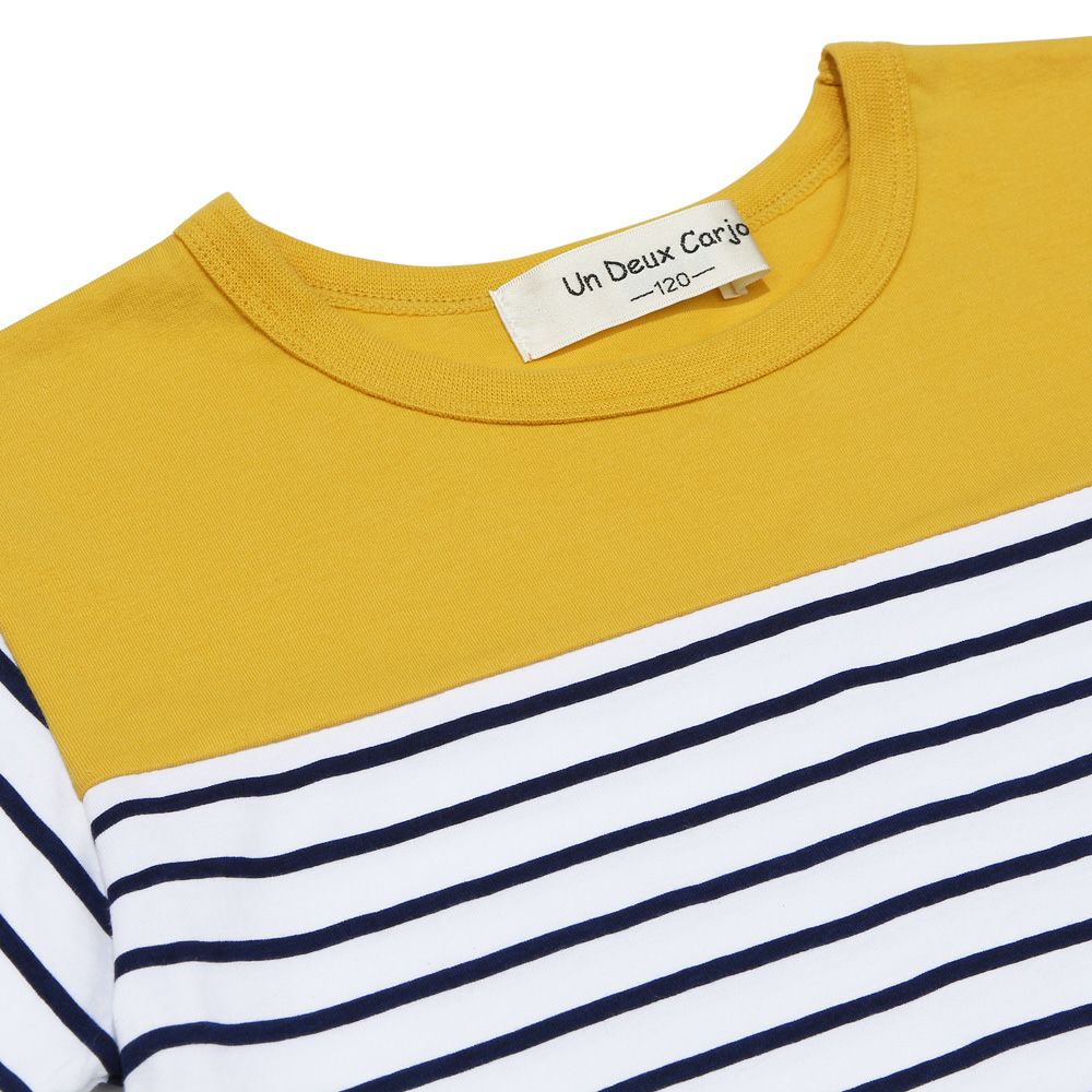 100 % cotton border emblem cut -saw casual T -shirt 2023ss2 Yellow Design point 2