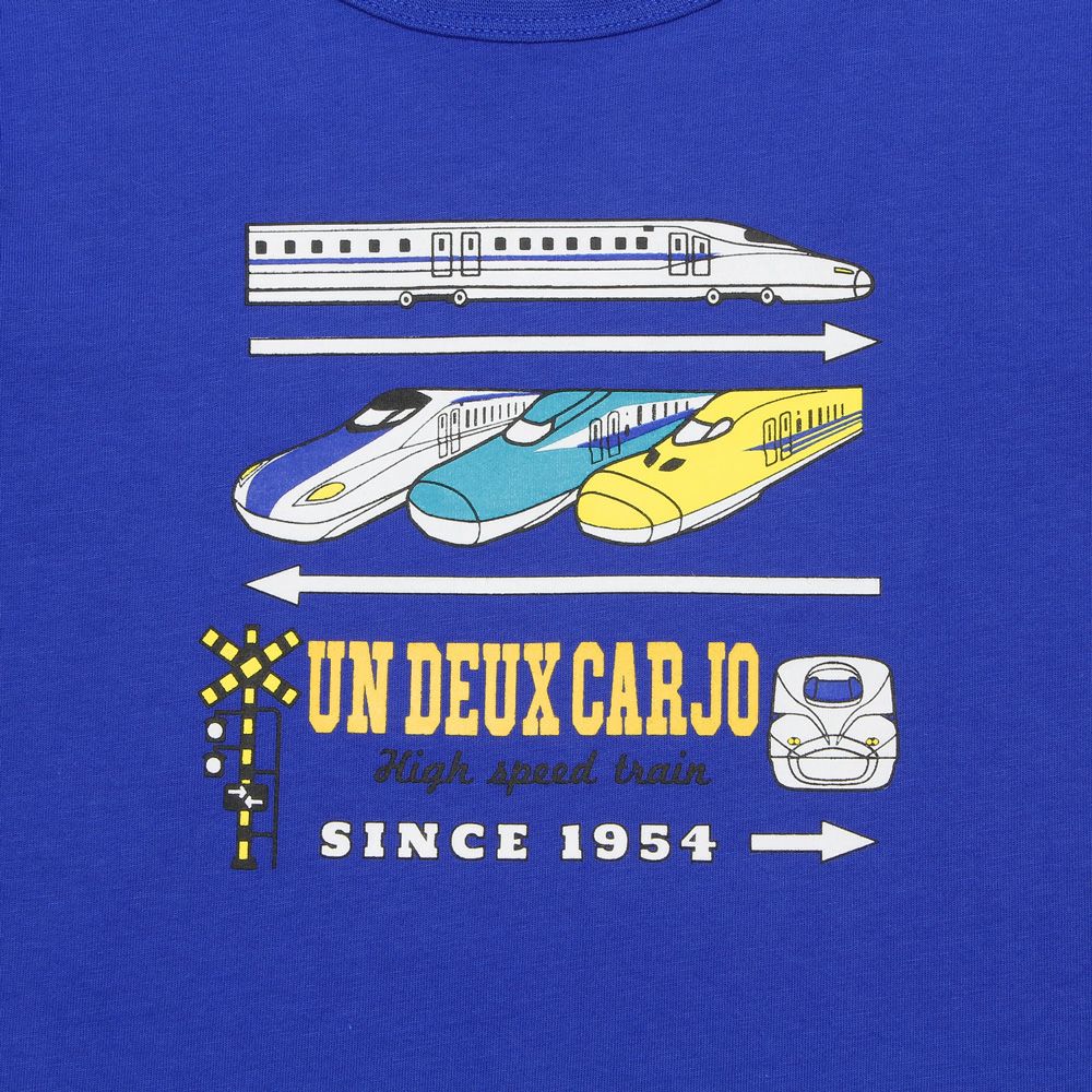 100 % cotton train vehicle logo print cut -and -sew T -shirt 2023ss2 Blue Design point 1