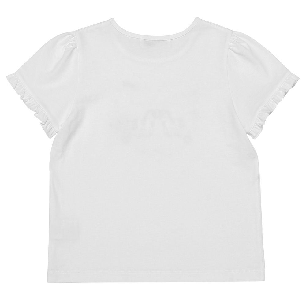 100 % cotton unicorn print ribbon T -shirt 2023ss2 Off White back