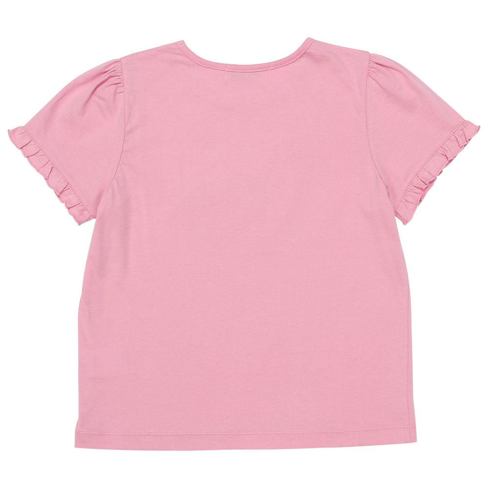 100 % cotton unicorn print ribbon T -shirt 2023ss2 Shocking Pink back