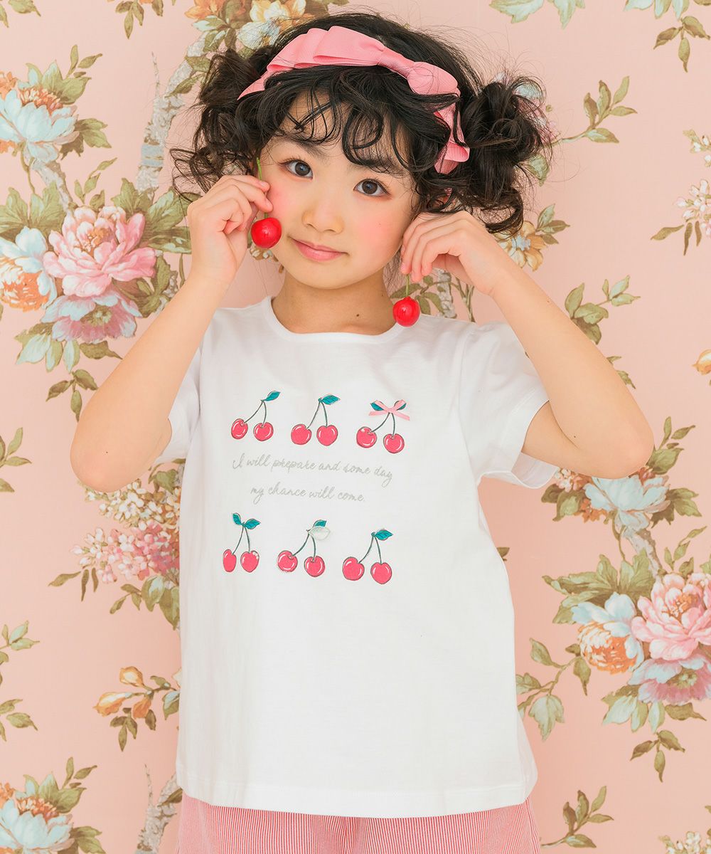 100 % cotton ribbon cherry logo print T -shirt 2023ss2  MainImage