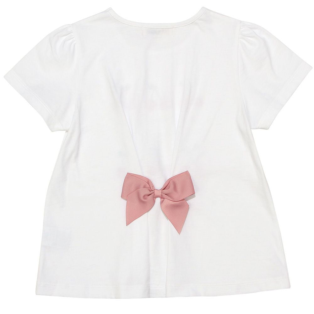 100 % cotton ribbon cherry logo print T -shirt 2023ss2 Off White back