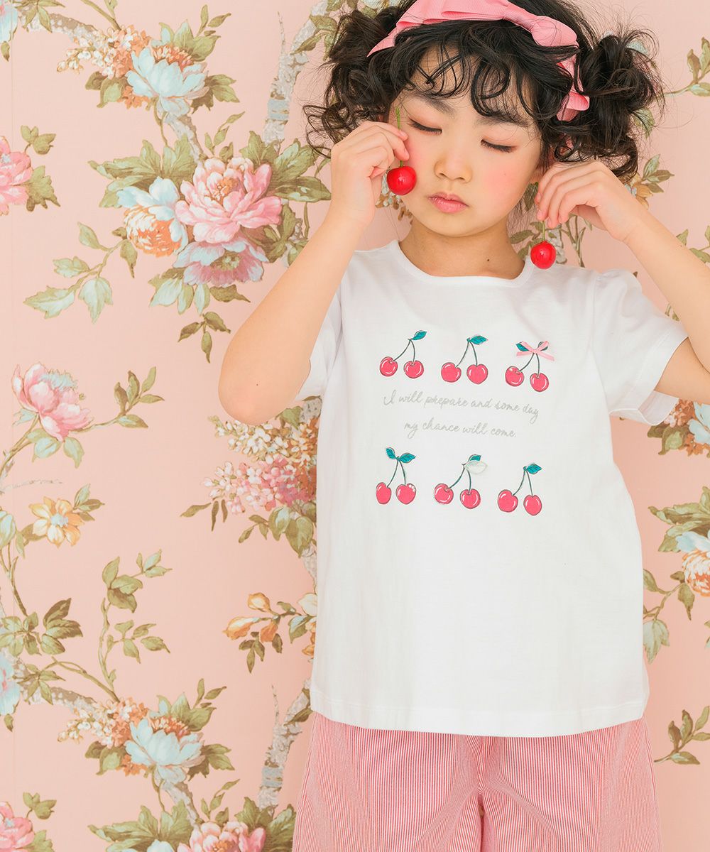100 % cotton ribbon cherry logo print T -shirt 2023ss2 Off White model image 1