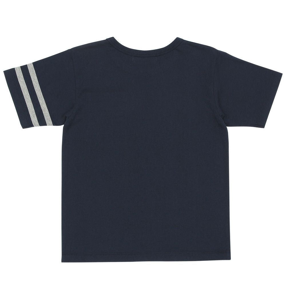 100 % cotton logo embroidery pocket with pocket T -shirt 2023ss2 Navy back