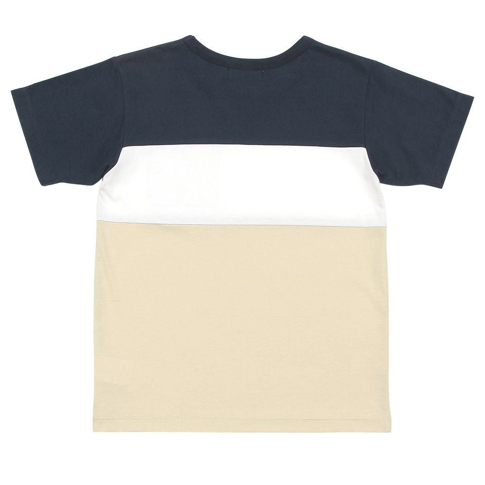 100 % cotton T -shirt with pocket emblem 2023ss2 Navy back