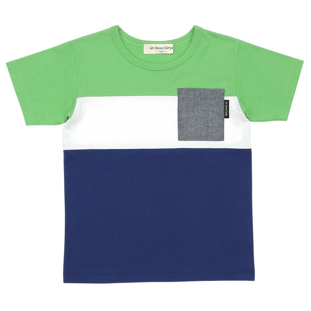 100 % cotton T -shirt with pocket emblem 2023ss2 Green front